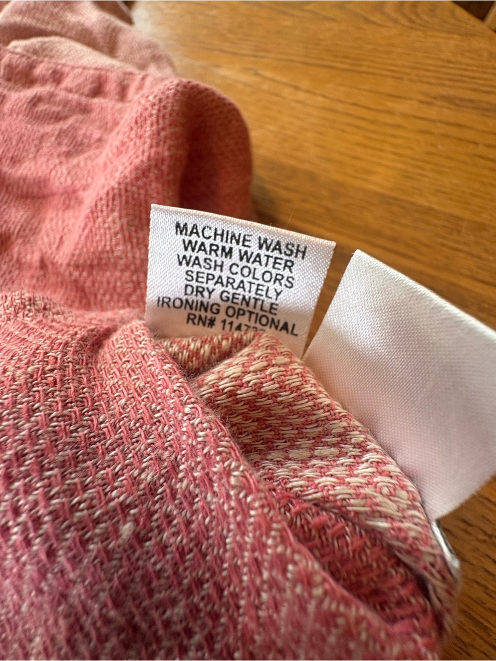 Flax Reversible Tunic Linen Lagenlook Pink Long Sleeve V Neck Button Top Size L - Picture 6 of 8